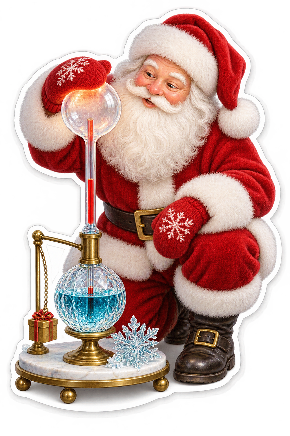 Santa with Clear Bulbs and Blue Liquid Vinyl Decal Stickers