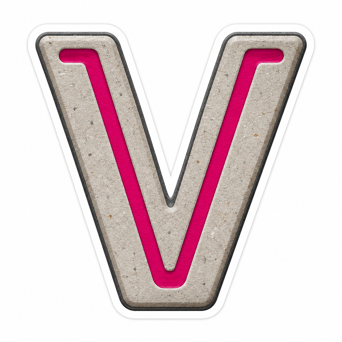 Warm Gray Magenta Stripe Letter V Vinyl Decal Stickers