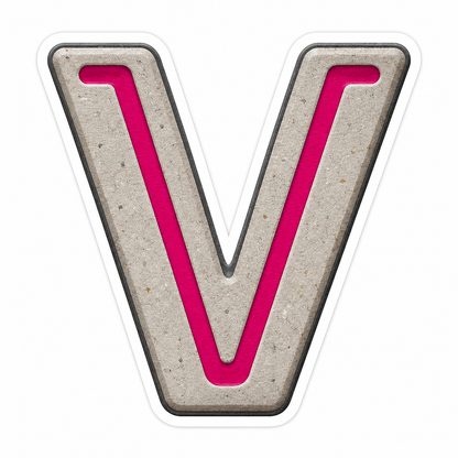 Warm Gray Magenta Stripe Letter V Vinyl Decal Stickers