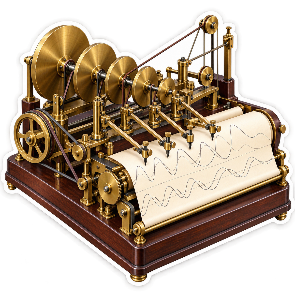 Golden Wave Drawing Machine with Paper Drum Vinyl Decal Stickers