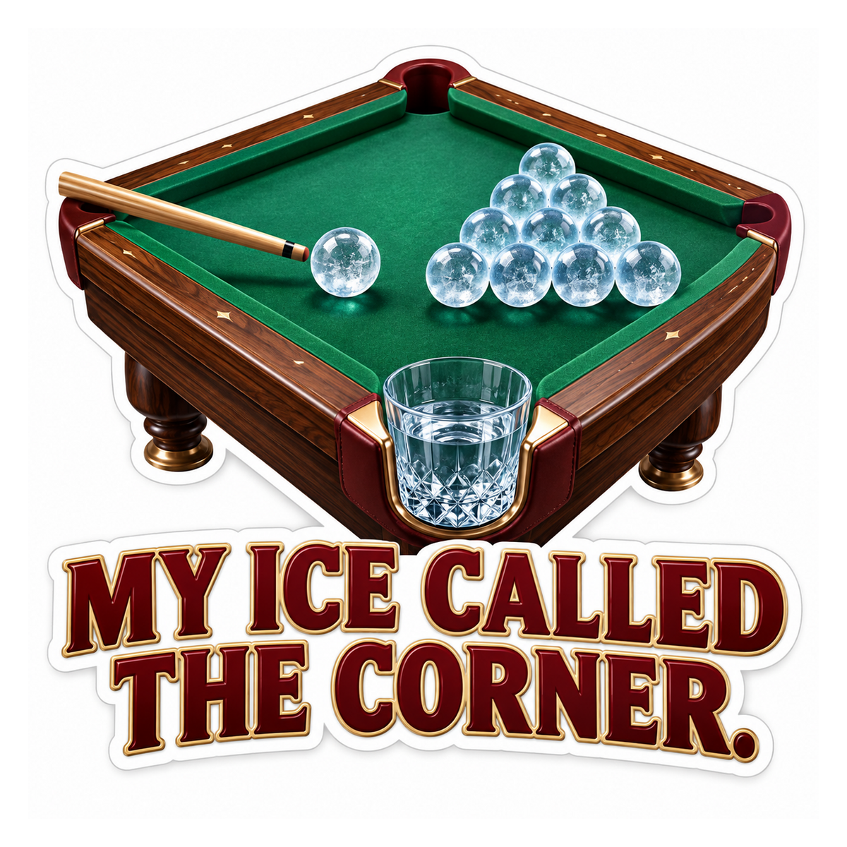 Green Billiard Table Water Humor Art Vinyl Decal Stickers