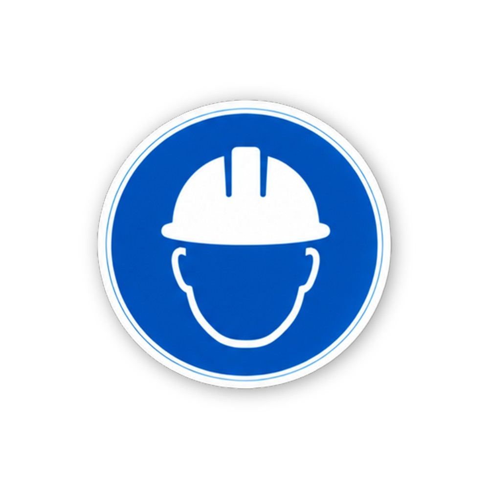 Blue White Hard Hat Head Double Ring Circle Vinyl Decal Stickers