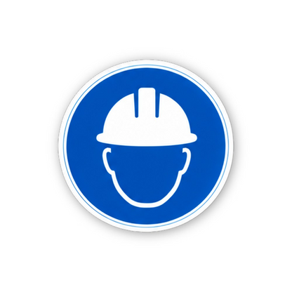 Blue White Hard Hat Head Double Ring Circle Vinyl Decal Stickers