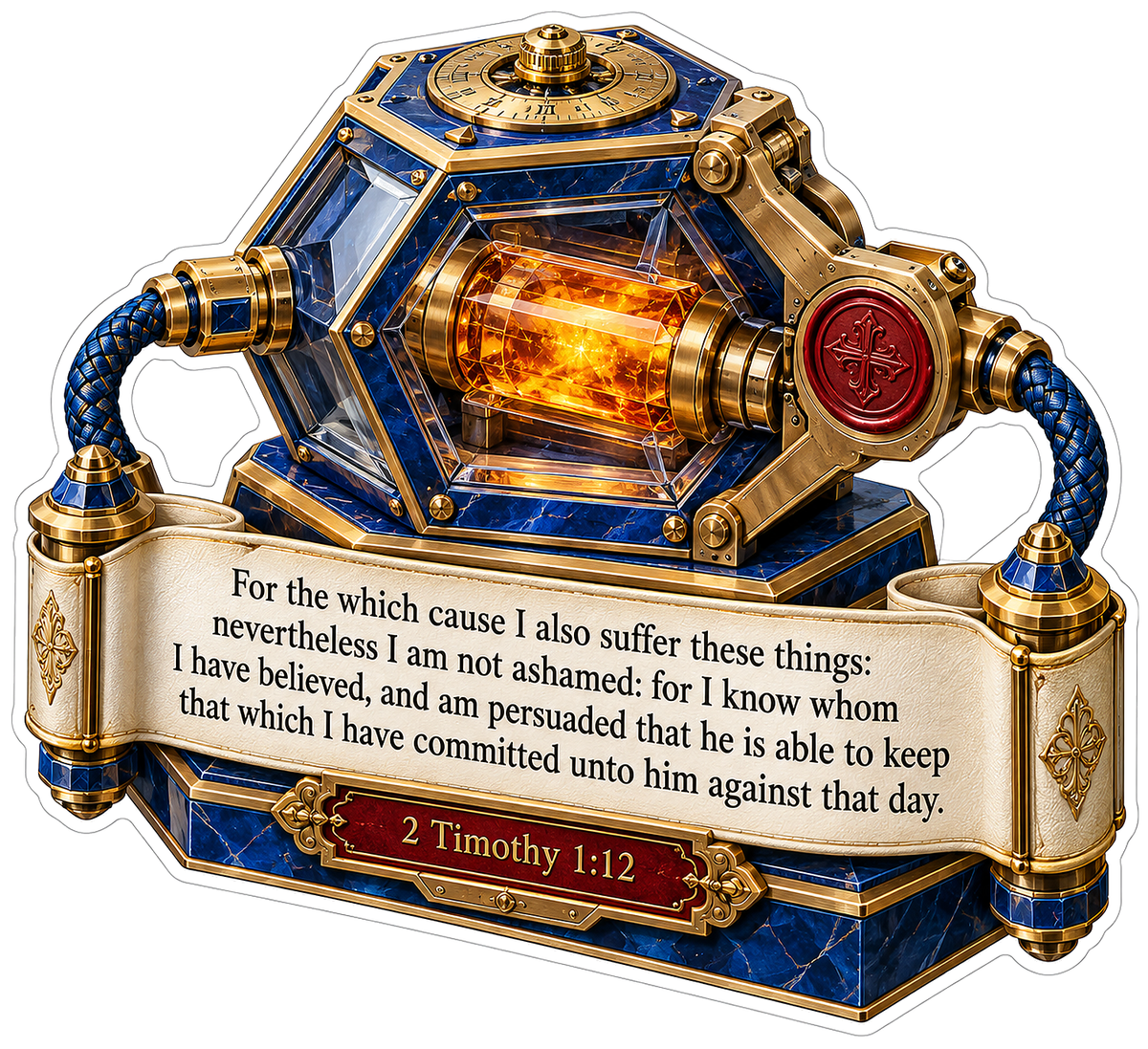Blue Gold Glowing Vault Faith Verse Art Vinyl Decal Stickers