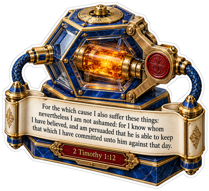Blue Gold Glowing Vault Faith Verse Art Vinyl Decal Stickers