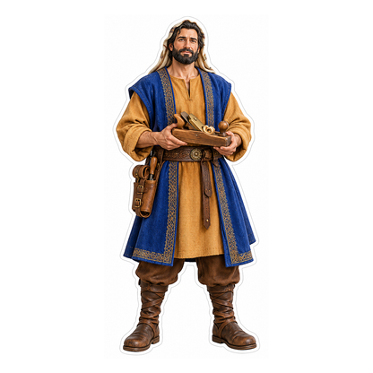 Nativity Carpenter in Blue and Gold Robes Vinyl Decal Stickers