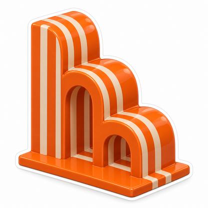 Orange Striped Triple Arch Sculpture Vinyl Decal Stickers