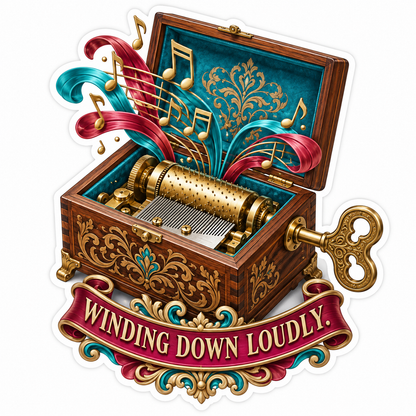 Ornate Music Box Colorful Notes Art Vinyl Decal Stickers