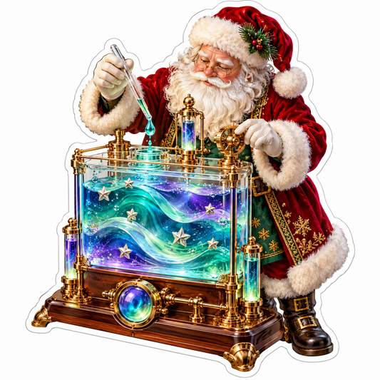 Santa Swirling Teal Purple Glass Tank Vinyl Decal Stickers