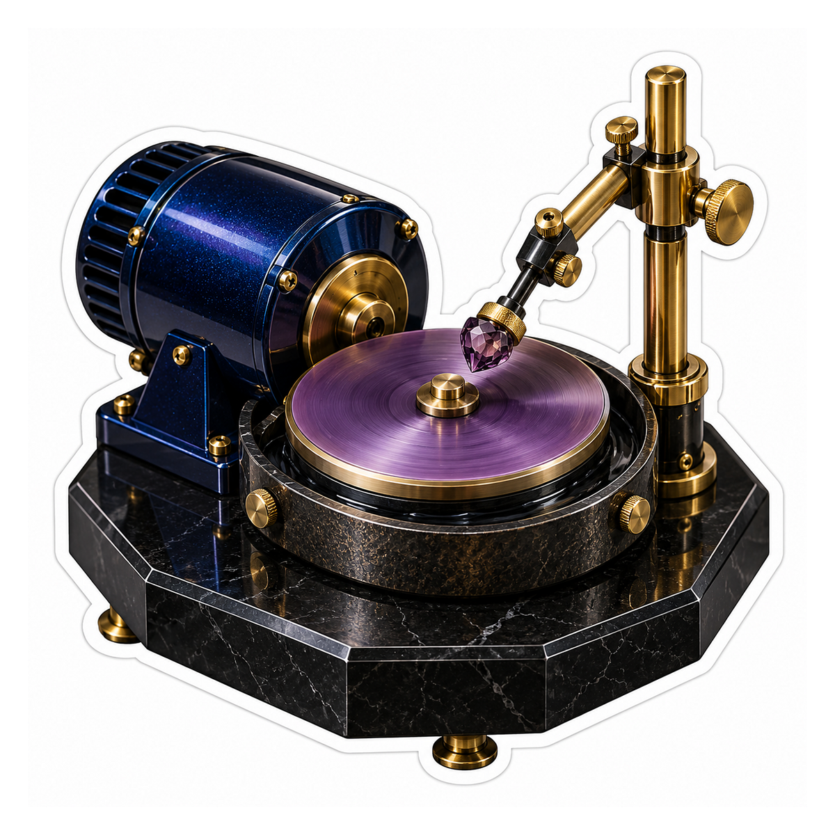 Navy Brass Gem Polishing Machine Vinyl Decal Stickers