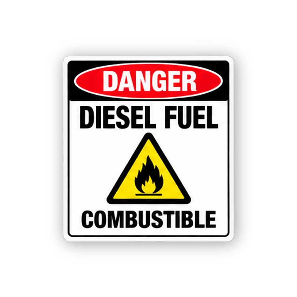 Red Diesel Fuel Flame Triangle Portrait Vinyl Decal Stickers