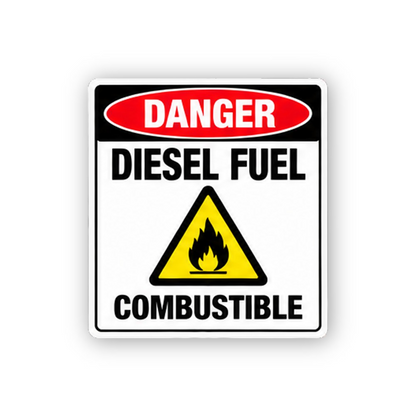 Red Diesel Fuel Flame Triangle Portrait Vinyl Decal Stickers