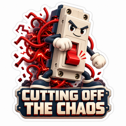 White Switch Character with Tangled Red Wires Vinyl Decal Stickers