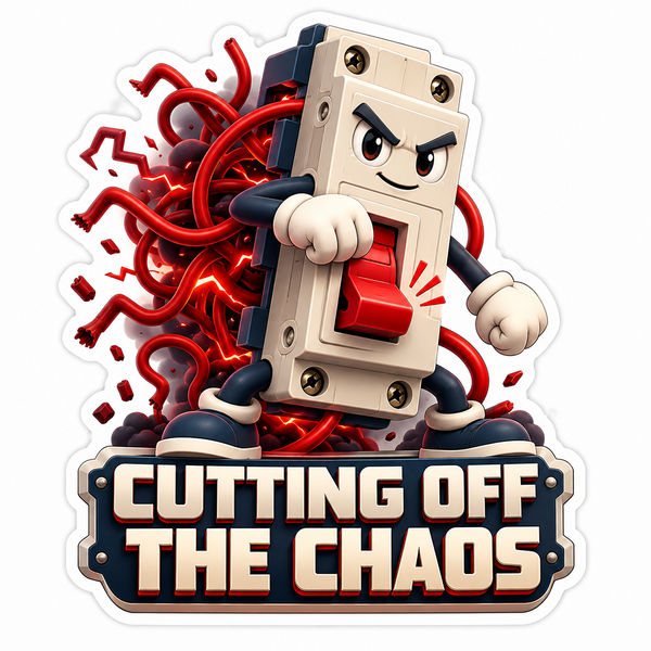 White Switch Character with Tangled Red Wires Vinyl Decal Stickers
