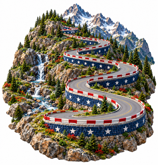 Winding Mountain Road with Star Pattern Walls Vinyl Decal Stickers