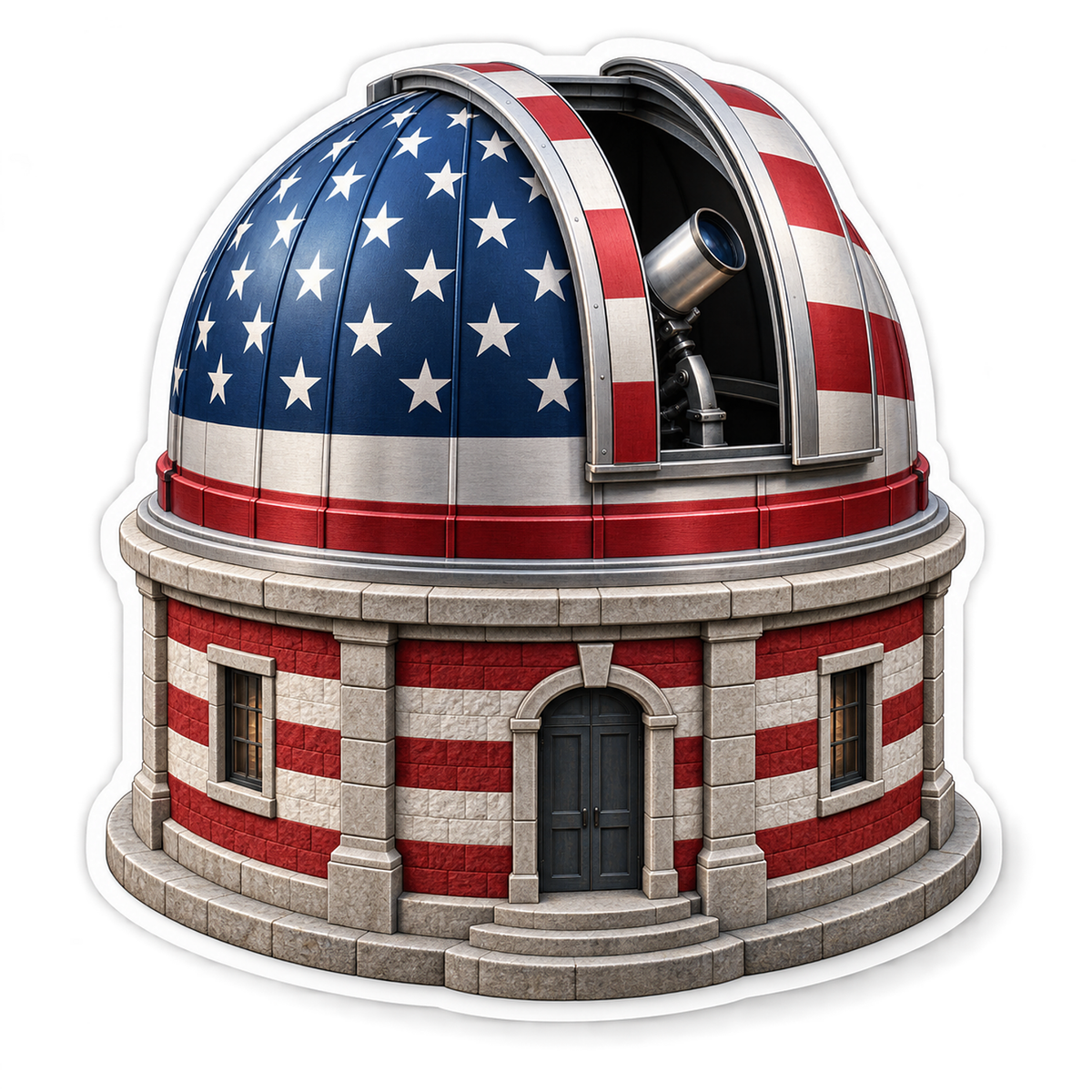 USA Flag Observatory Dome Art Vinyl Decal Stickers