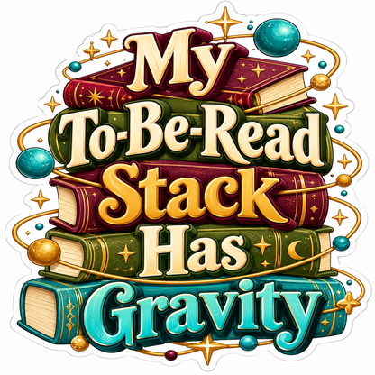 Orbiting Planets and Reading Stack Quote Vinyl Decal Stickers
