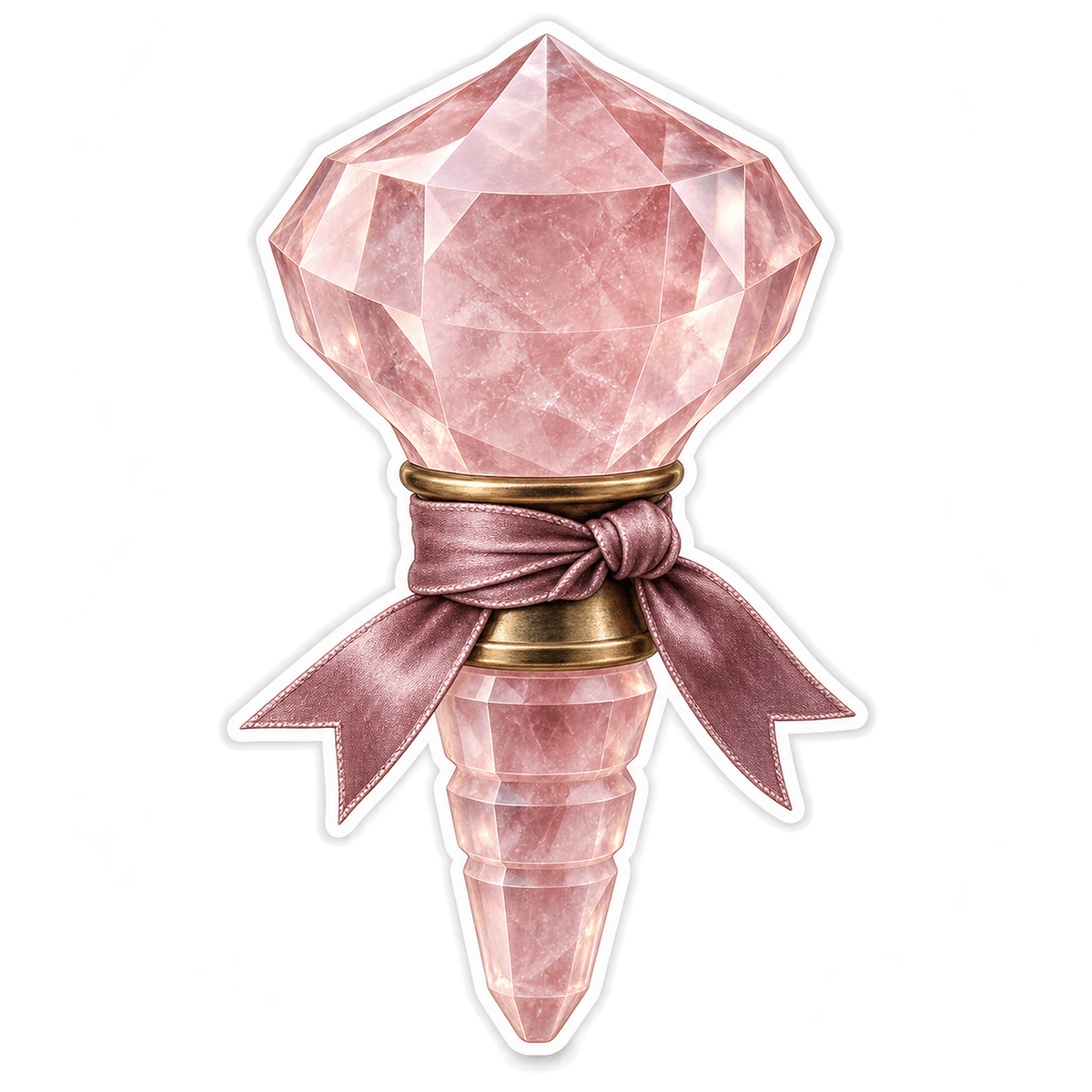 Pink Faceted Stopper Ribbon Art Vinyl Decal Stickers