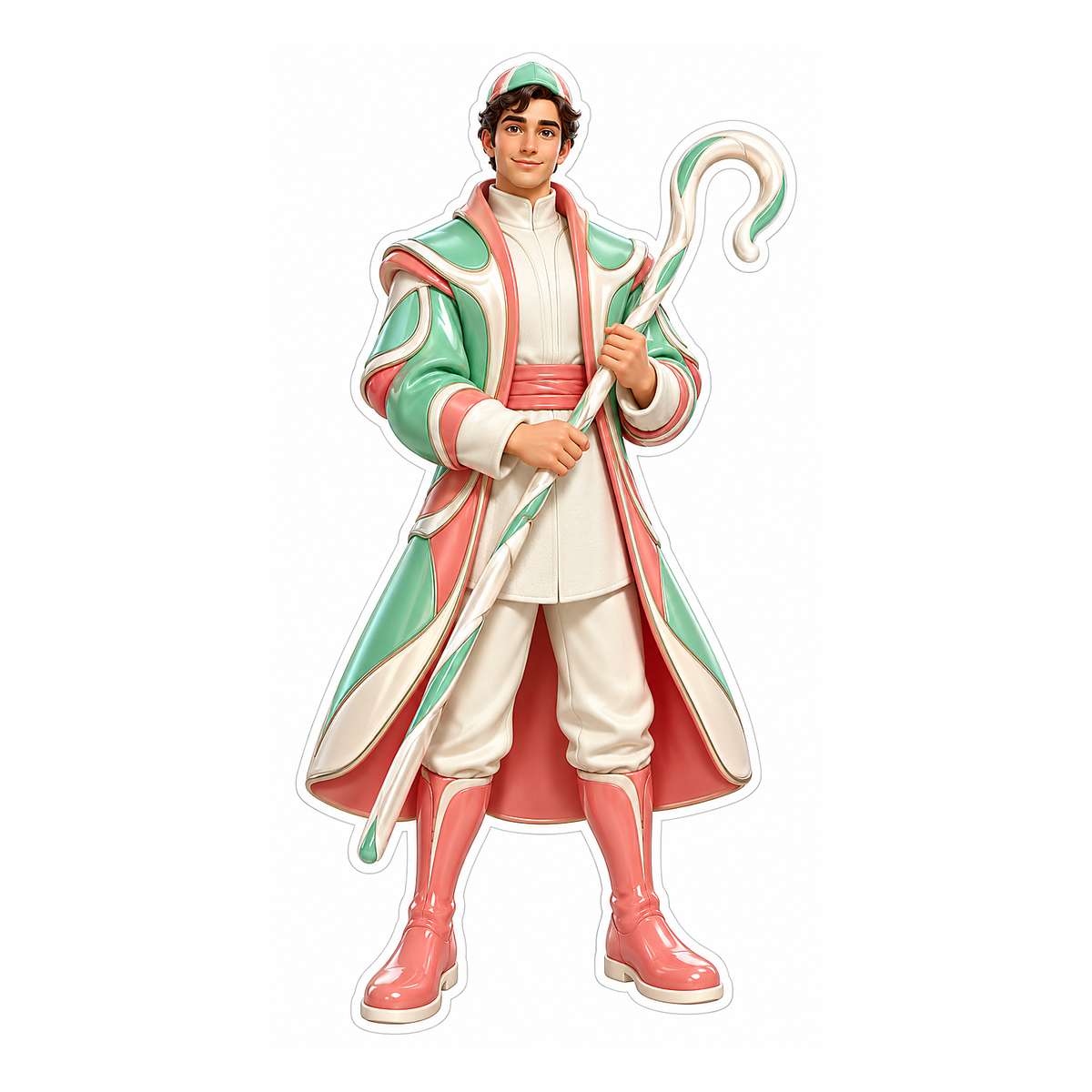 Pastel Green Pink Robe Shepherd Art Vinyl Decal Stickers