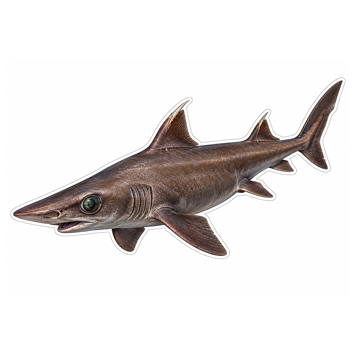 Slim Gray Shark with Long Pointed Snout Vinyl Decal Stickers