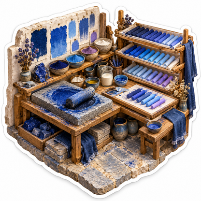 Blue Pastel Pigment Grinding Workshop Art Vinyl Decal Stickers
