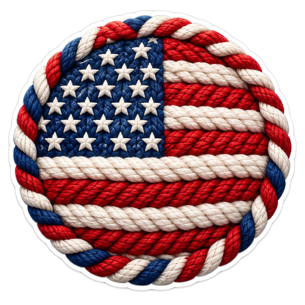 American Flag Braided Rope Roundel Art Vinyl Decal Stickers