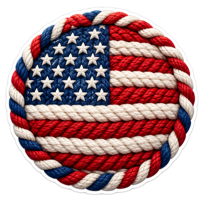 American Flag Braided Rope Roundel Art Vinyl Decal Stickers
