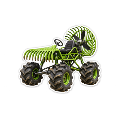 Green Garden Rake Buggy Art Vinyl Decal Stickers