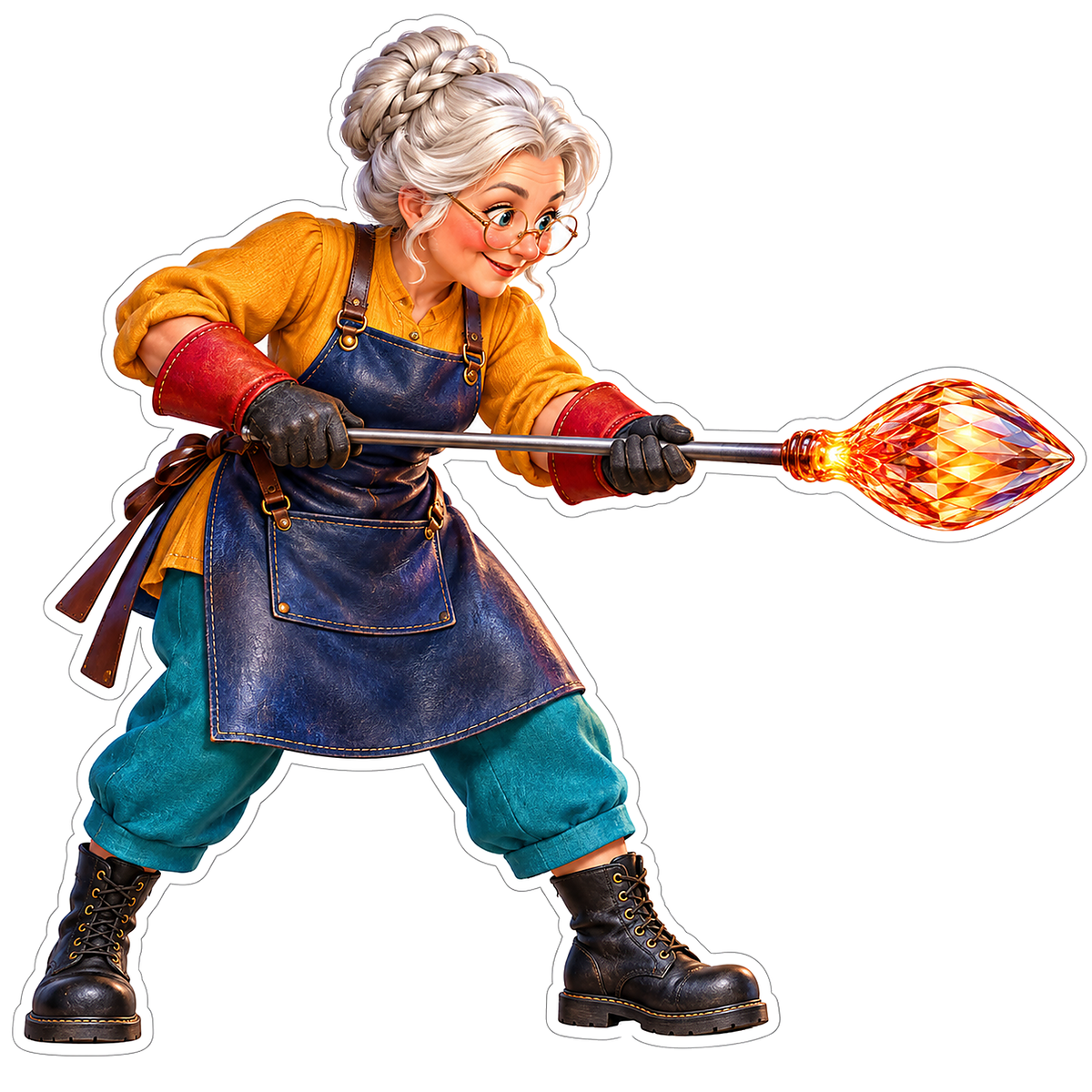 Mrs Claus Shaping Glowing Glass Art Vinyl Decal Stickers