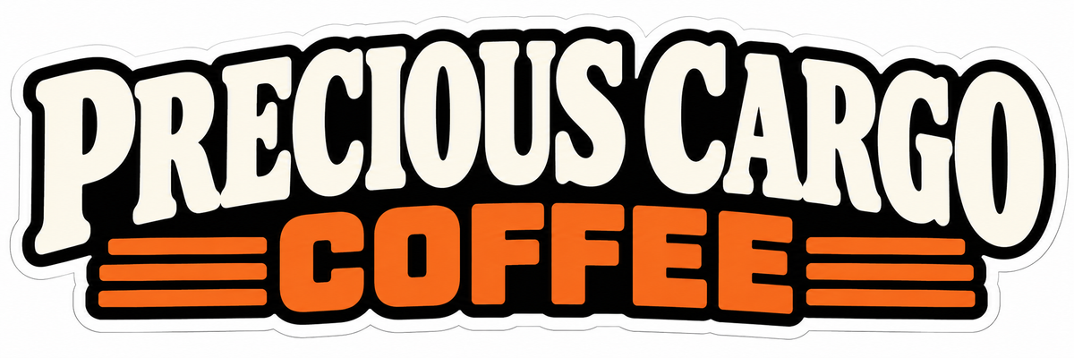 Precious Cargo Coffee Black Orange Lettering Vinyl Decal Stickers