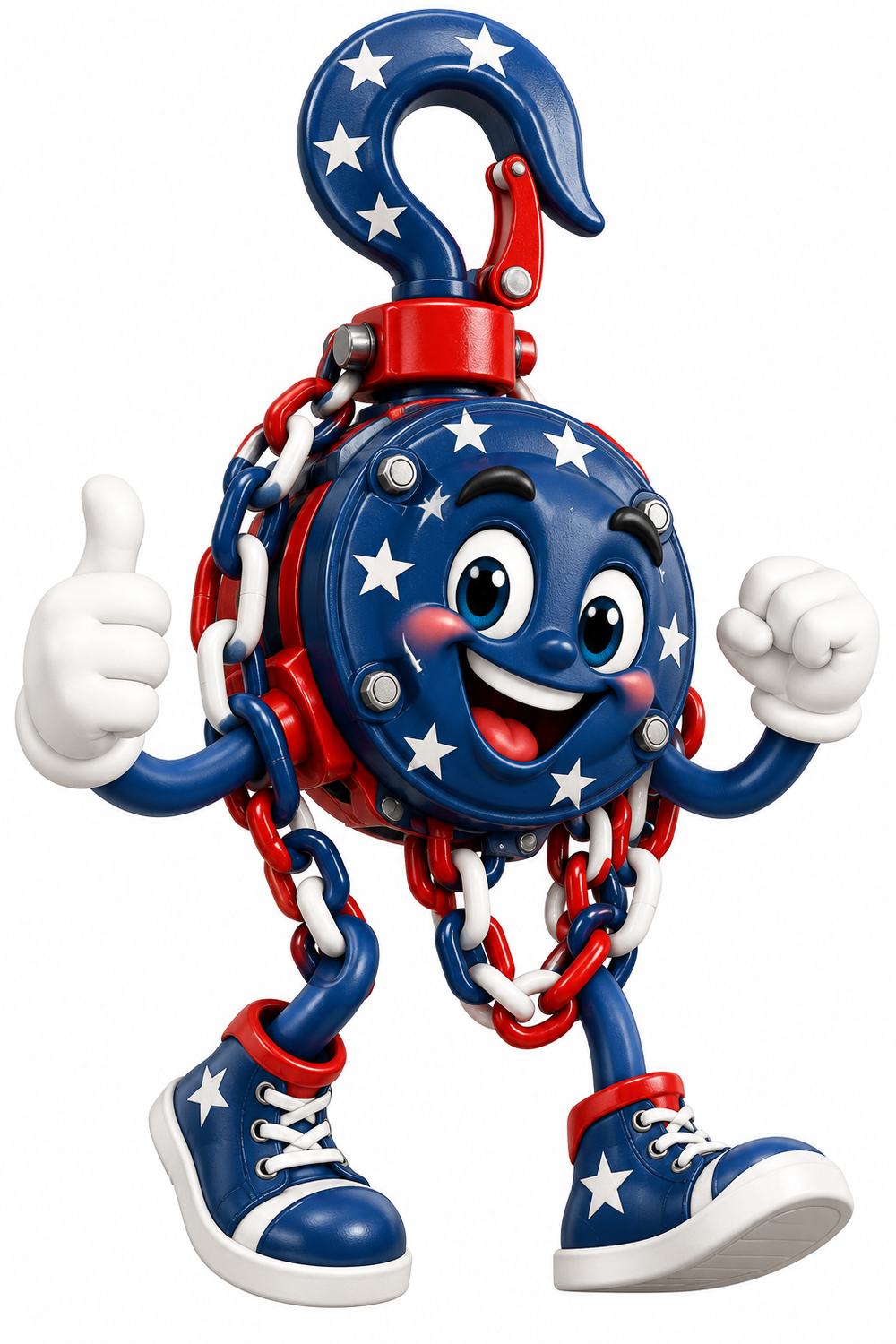 Patriotic Chain Hoist Mascot Art Vinyl Decal Stickers