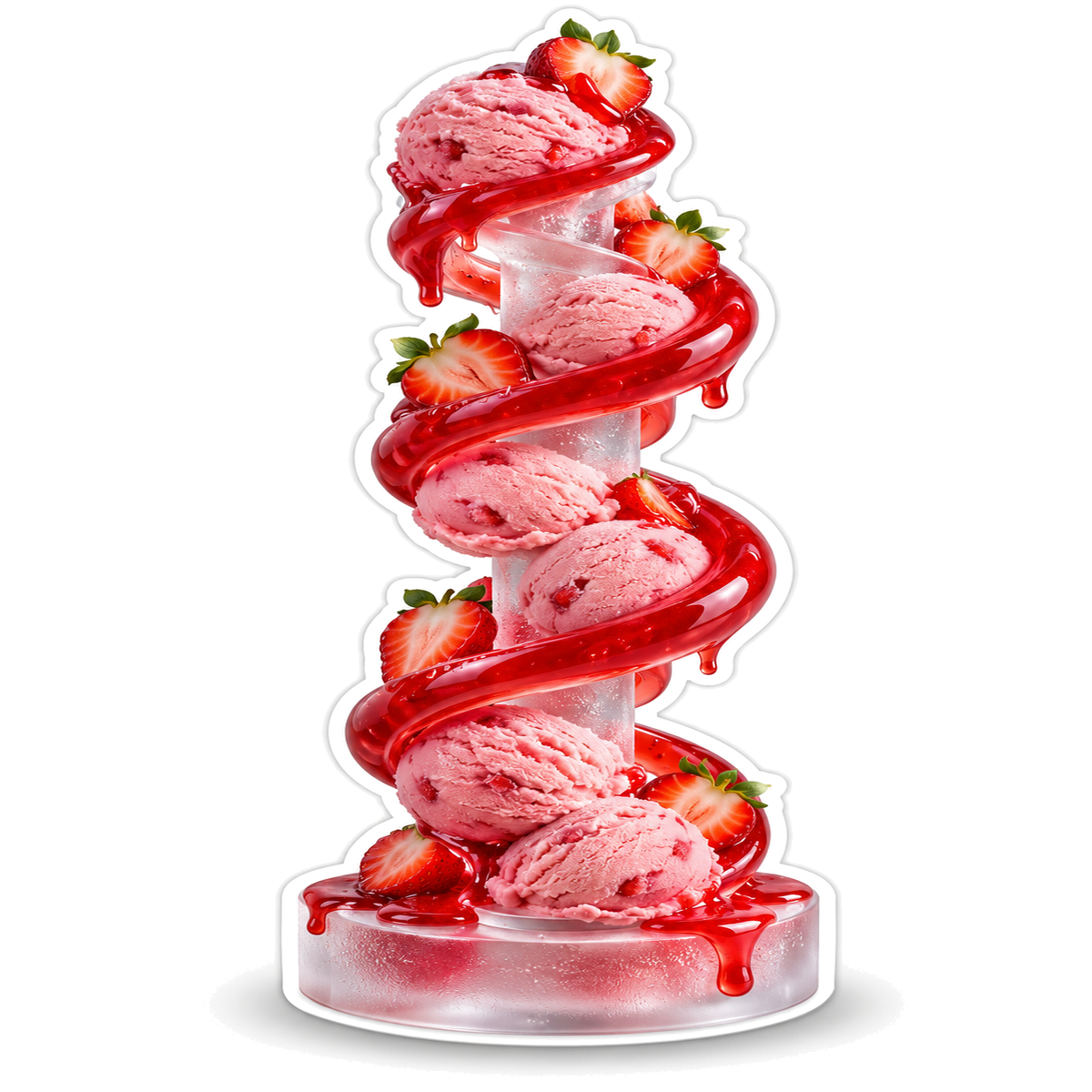 Strawberry Ice Cream in Red Spiral Tower Vinyl Decal Stickers