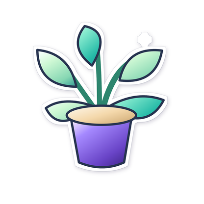 Five Leaf Sprout in Purple Plant Pot Art Vinyl Decal Stickers