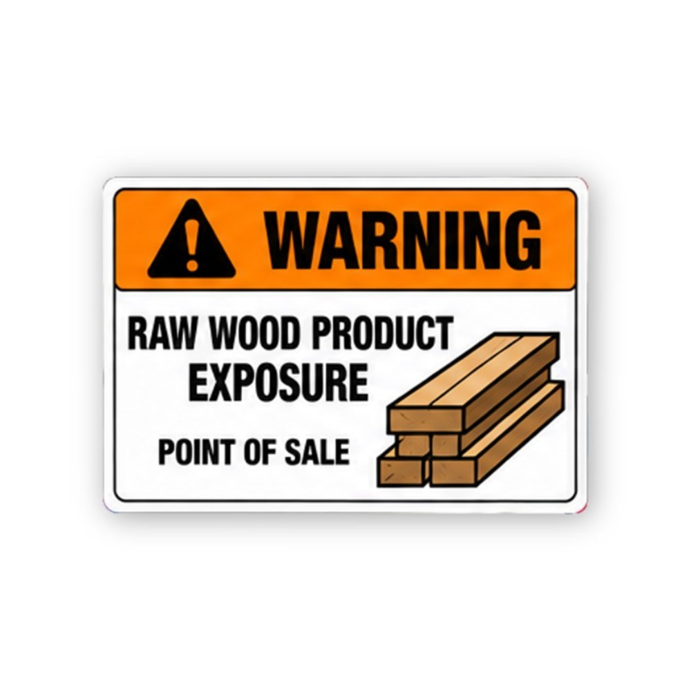 Orange Warning Raw Wood Stacked Boards Panel Vinyl Decal Stickers