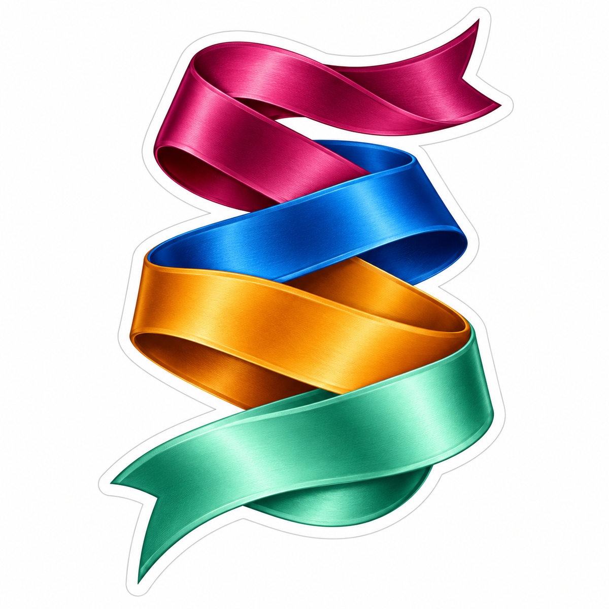 Colorful Satin Spiral Ribbon Art Vinyl Decal Stickers