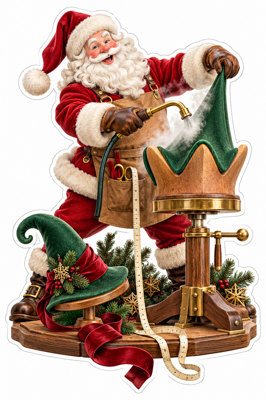 Santa Shaping Tall Green Pointed Hat Vinyl Decal Stickers