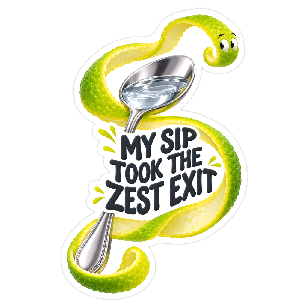 Lime Peel Ribbon and Spoon With Sip Quote Art Vinyl Decal Stickers