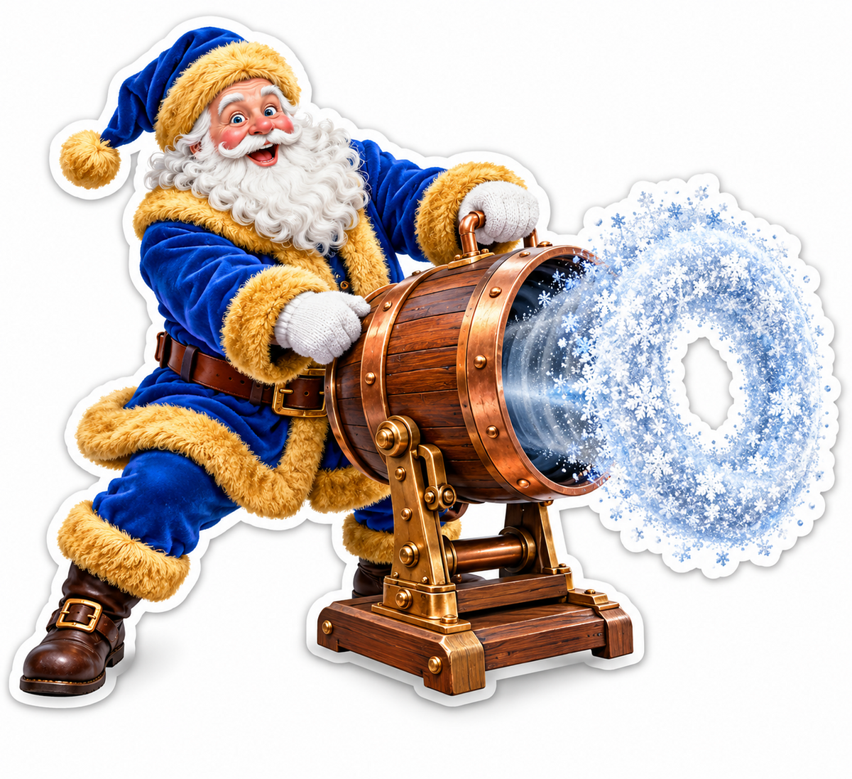 Blue Coat Santa Snow Ring Machine Vinyl Decal Stickers