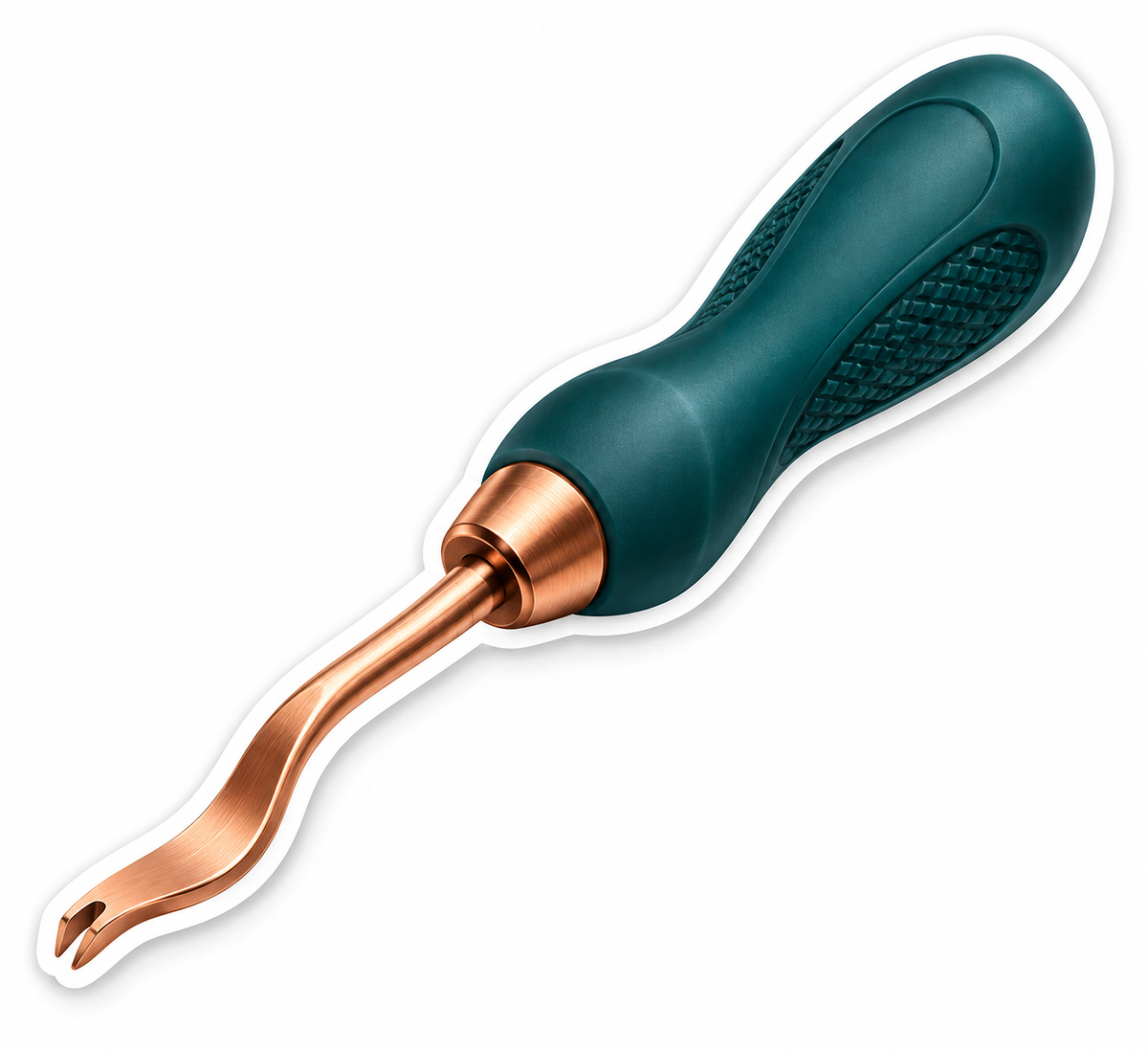 Copper Forked Hand Tool with a Dark Teal Grip Vinyl Decal Stickers