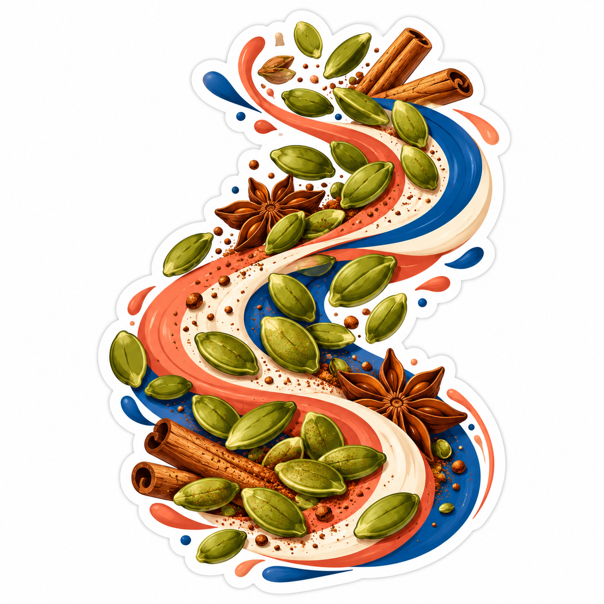 Pumpkin Seeds Cinnamon Colorful Swirl Art Vinyl Decal Stickers
