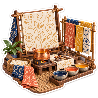 Patterned Fabric Frames with Copper Wax Pot Vinyl Decal Stickers