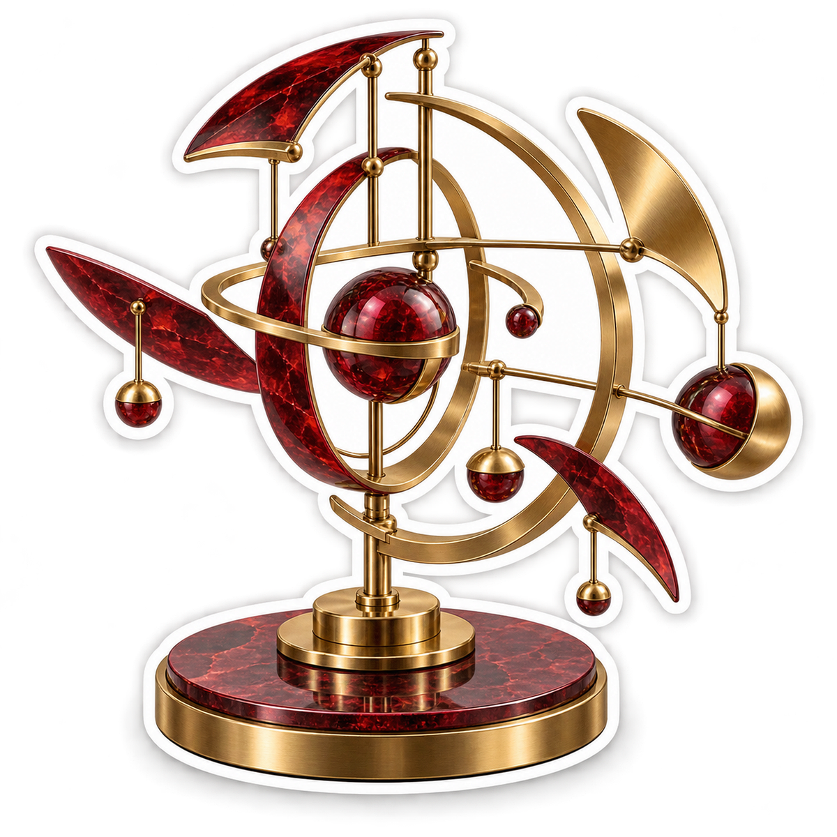 Ruby Gold Kinetic Sculpture With Curved Fins Art Vinyl Decal Stickers