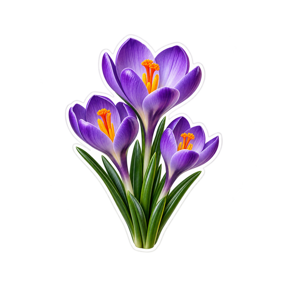 Three Purple Crocus Flowers Art Vinyl Decal Stickers