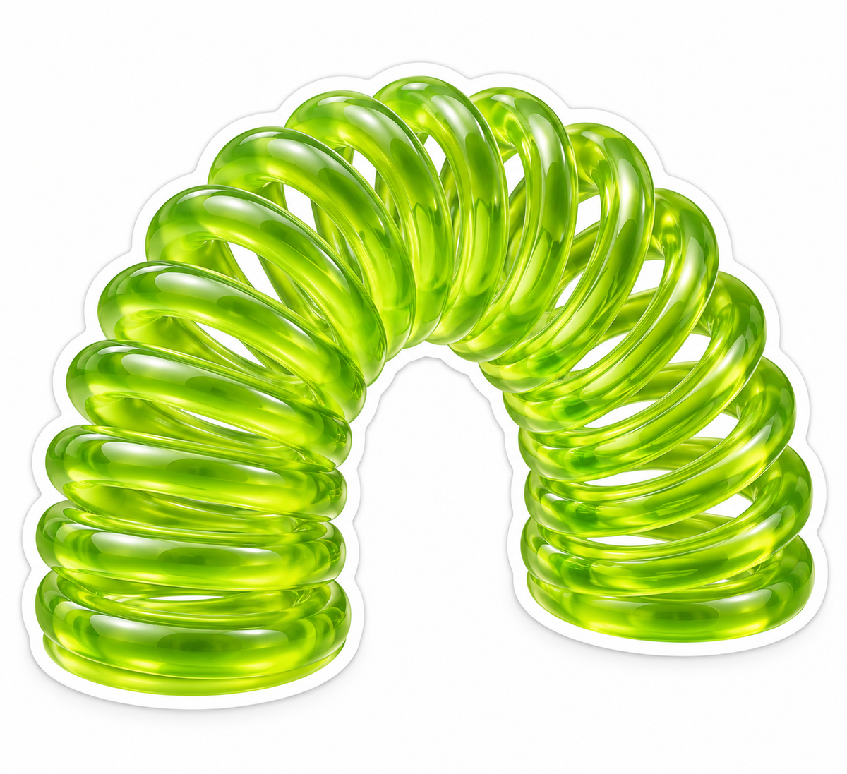 Bright Green Curved Translucent Coil Spring Vinyl Decal Stickers