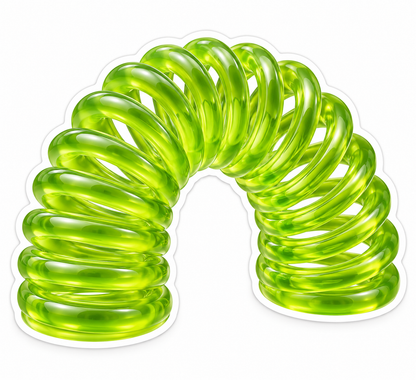 Bright Green Curved Translucent Coil Spring Vinyl Decal Stickers