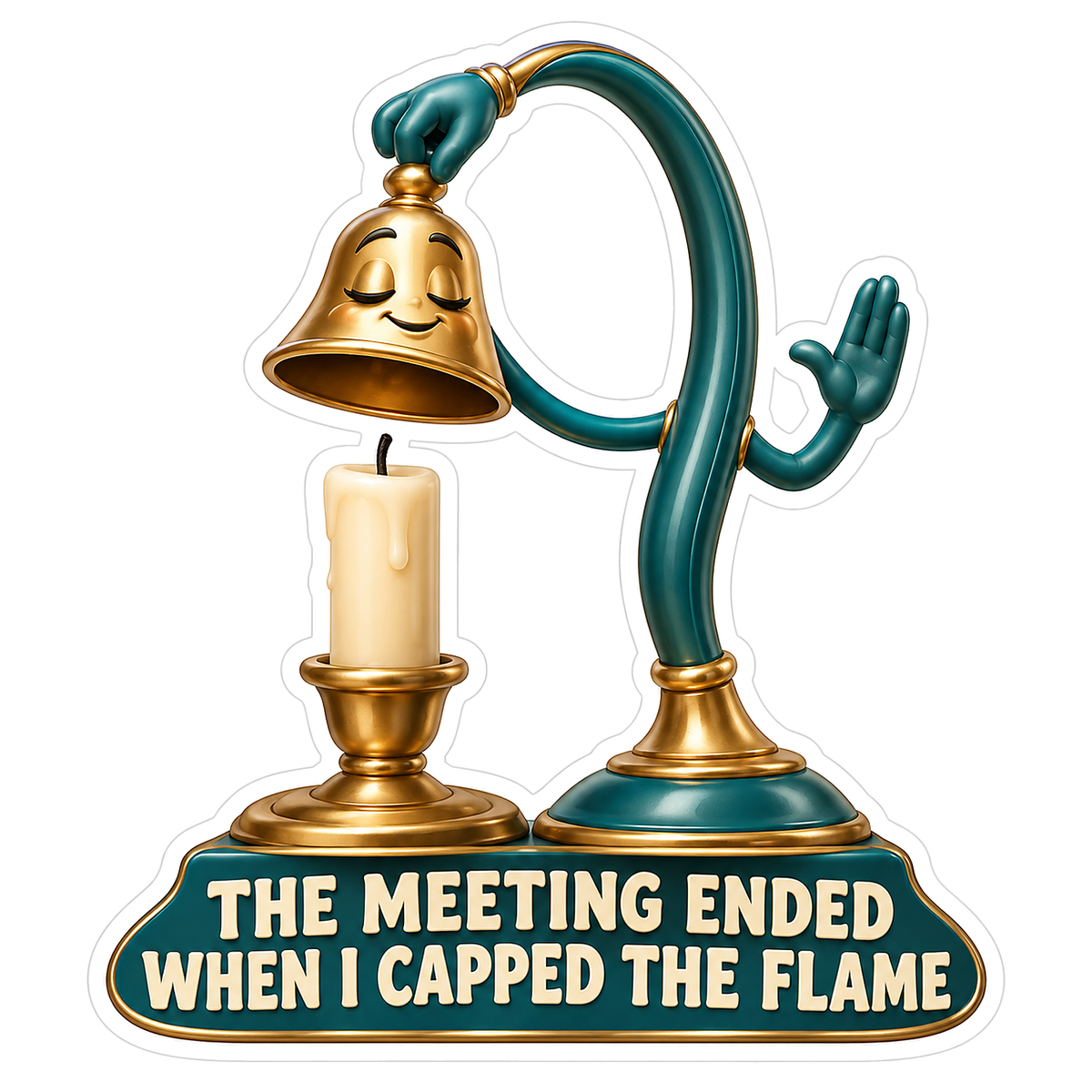Teal Candle Snuffer Character over a Candle Vinyl Decal Stickers