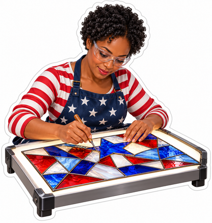 Patriotic Stained Glass Restorer at Work Vinyl Decal Stickers