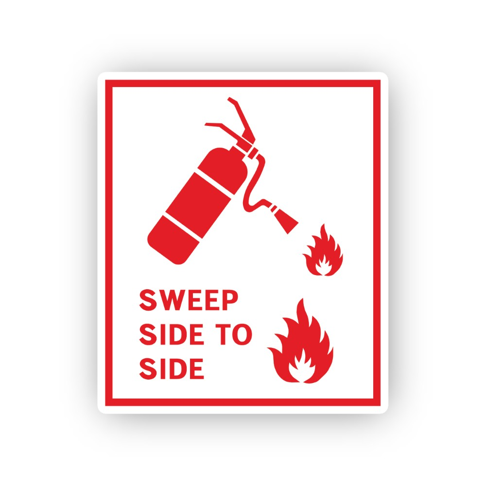 Red Extinguisher Sweep Side To Side Panel Vinyl Decal Stickers
