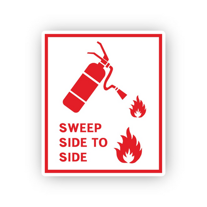 Red Extinguisher Sweep Side To Side Panel Vinyl Decal Stickers