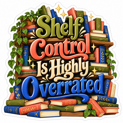 Overflowing Bookshelf Shelf Control Quote Vinyl Decal Stickers